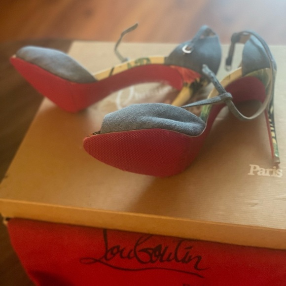 Christian Louboutin Sandals Senora 100 Jeans/calf Hawaii size 37.5. - Picture 6 of 7